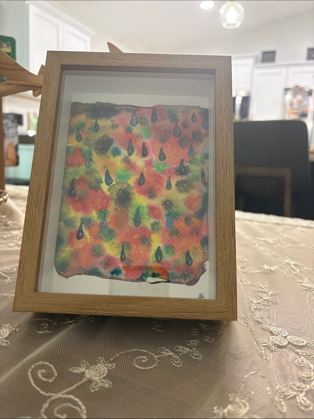 Rainbows and tear drops. Watercolor Raindrop Art - Multicolor